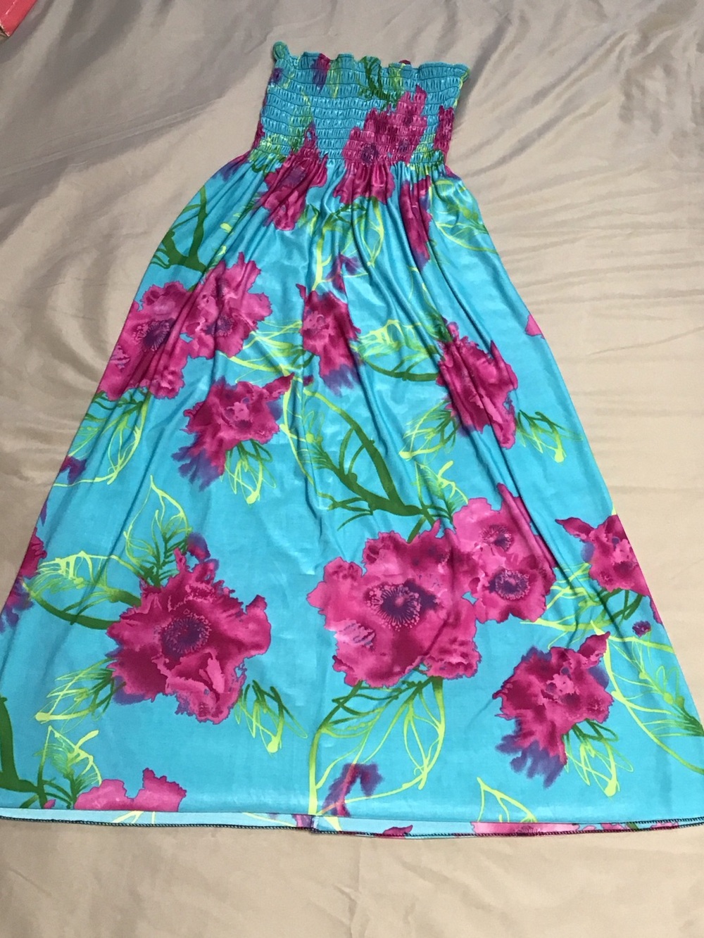Blue Floral Smocked Maxi Skirt - Picture 2 of 4